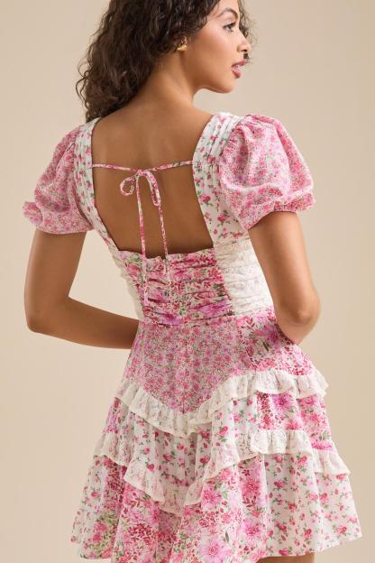 Floral Lace Puff Sleeve Mini Dress