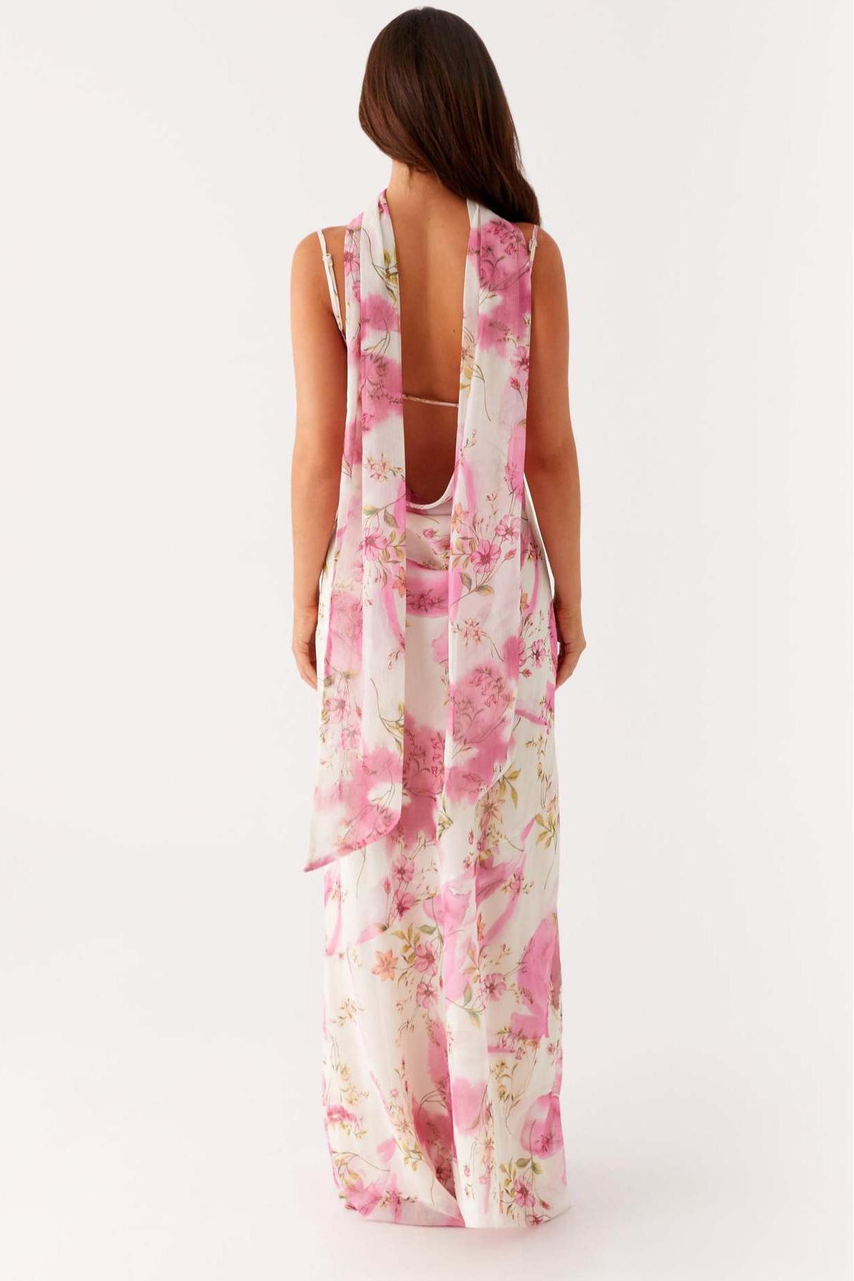 Floral Cowl Neckline Slip Maxi Dress