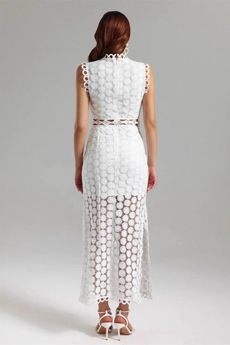 Lace Cut-Out Sleeveless Midi Dress