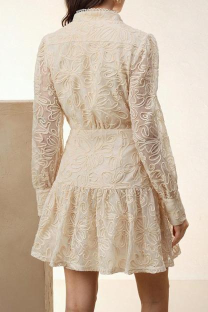 Crochet  Faux Pearl Button Mini Dress