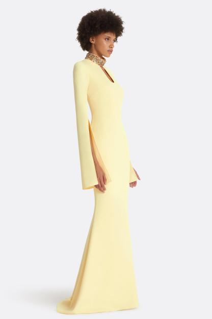Rhinestone High Neck Cut-Out Maxi Dress