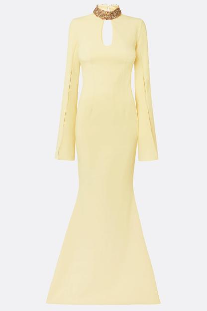 Rhinestone High Neck Cut-Out Maxi Dress