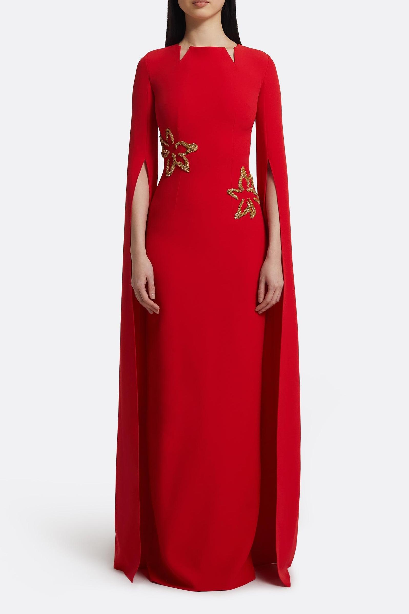 Embroidered Long Sleeve Maxi Dress
