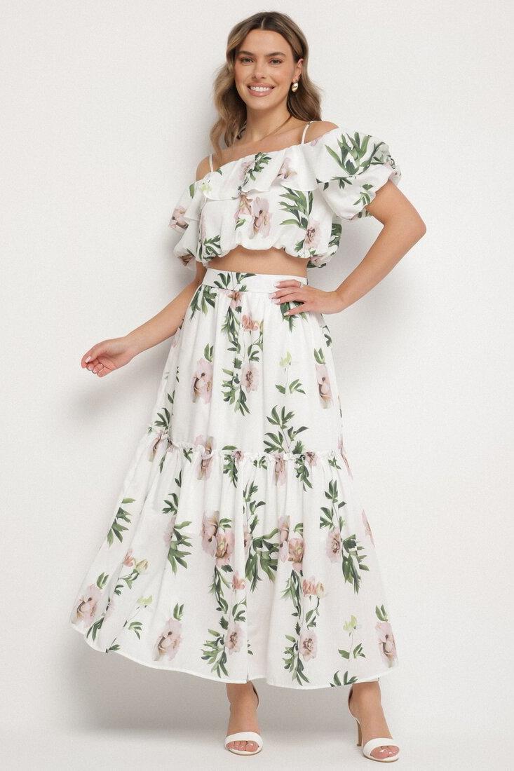 Floral Ruffle Puff Sleeve Midi Dress