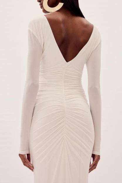3D Flower Gathering V-Neck Maxi Dress