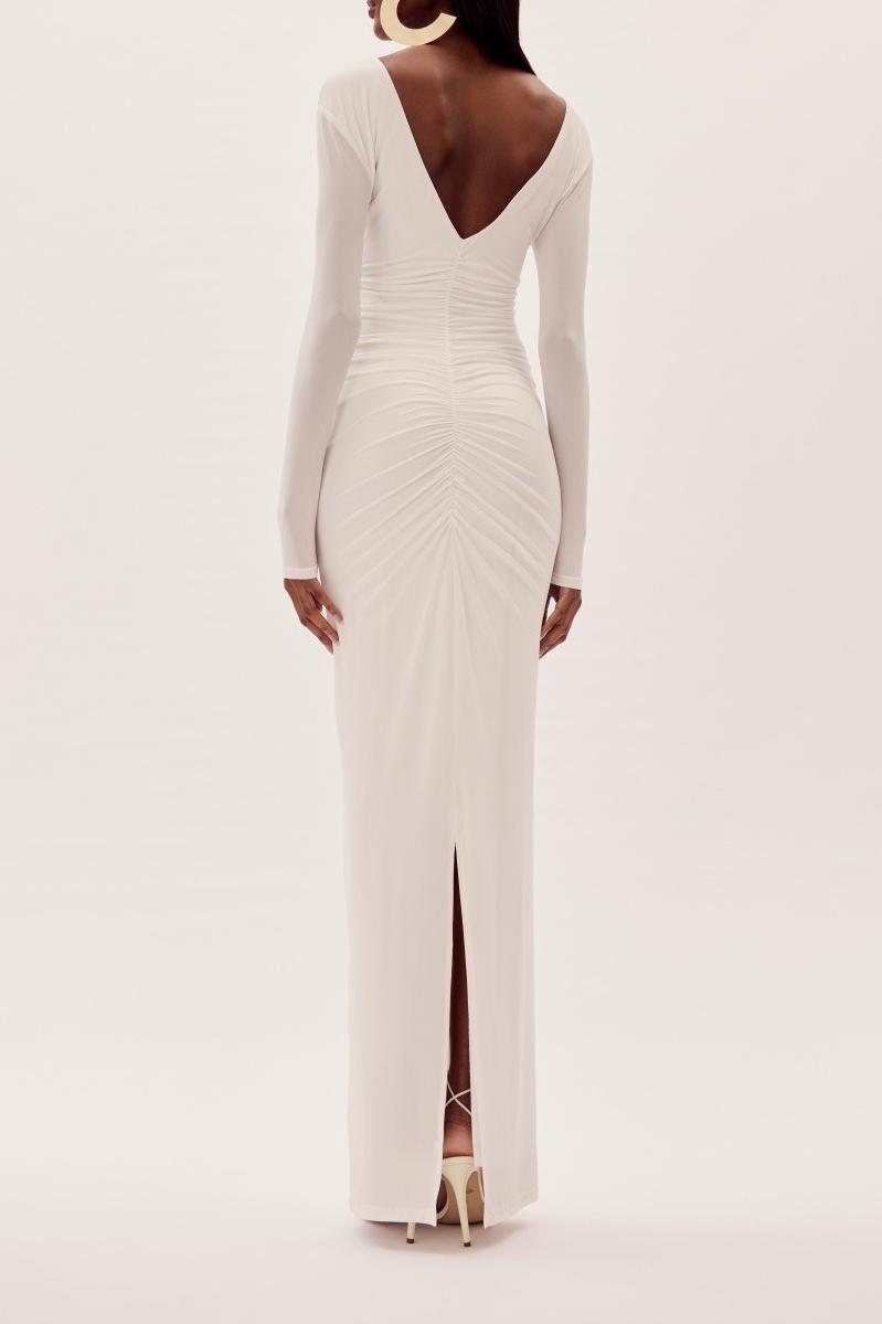 3D Flower Gathering V-Neck Maxi Dress
