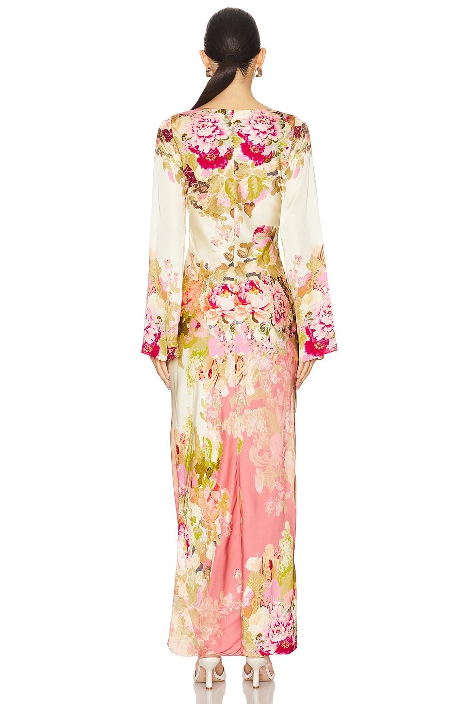 Floral Bell Sleeve Boat Neck Maxi Dress