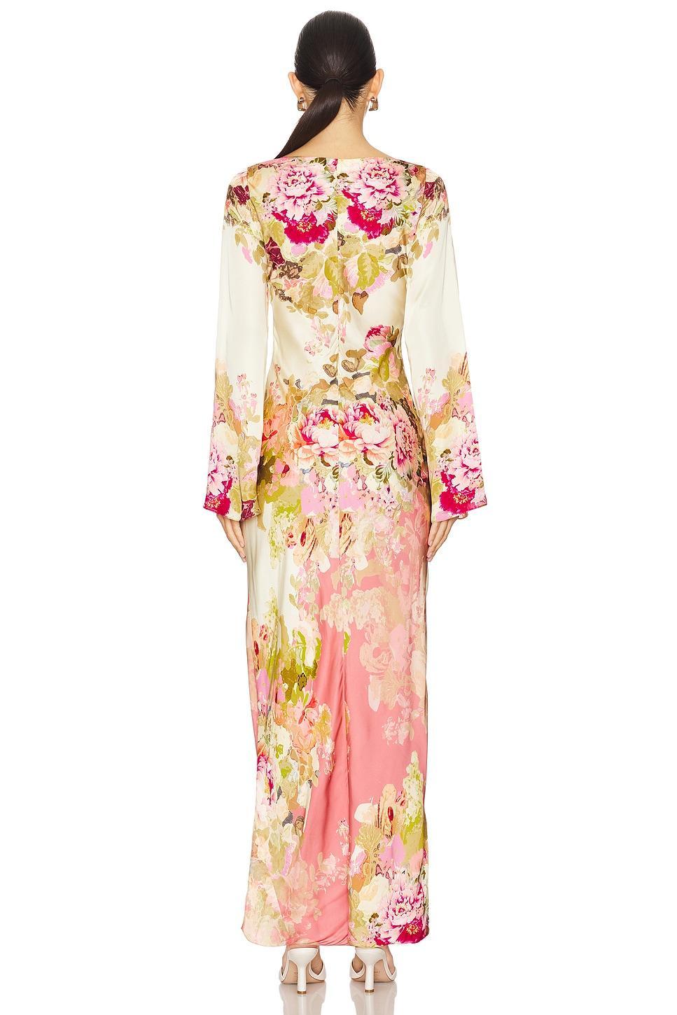 Floral Bell Sleeve Boat Neck Maxi Dress