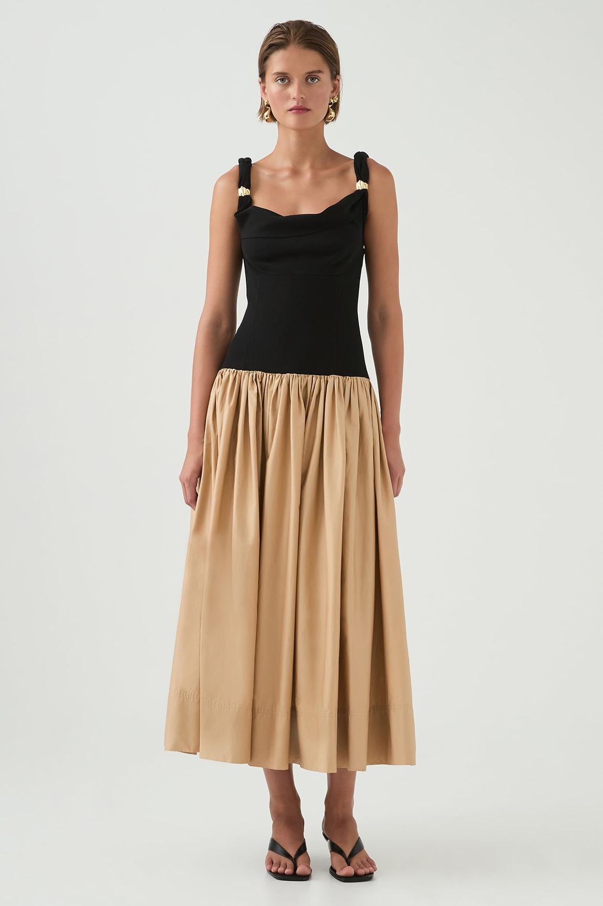 Metal Embellishment Sleeveless Midi Dress