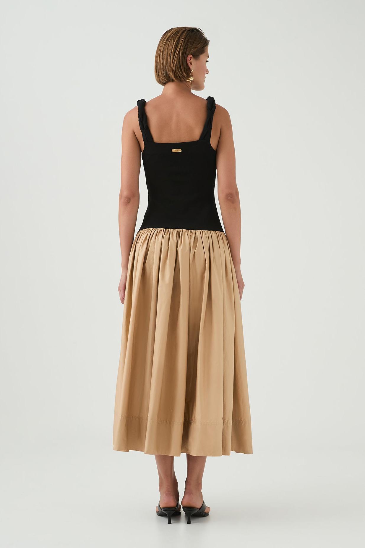 Metal Embellishment Sleeveless Midi Dress