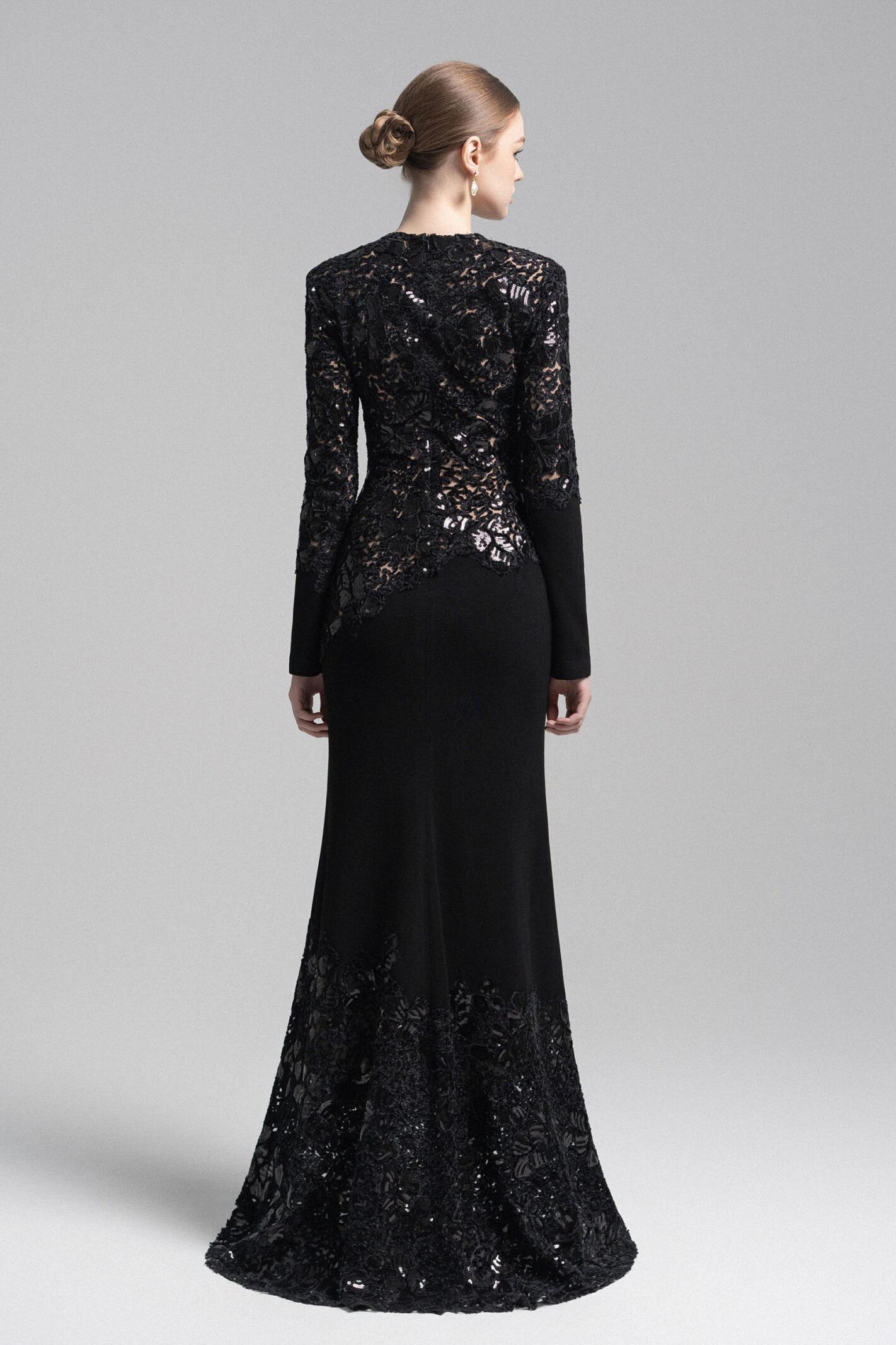 Sequin Splicing  Embroidery Long Sleeve Maxi Dress