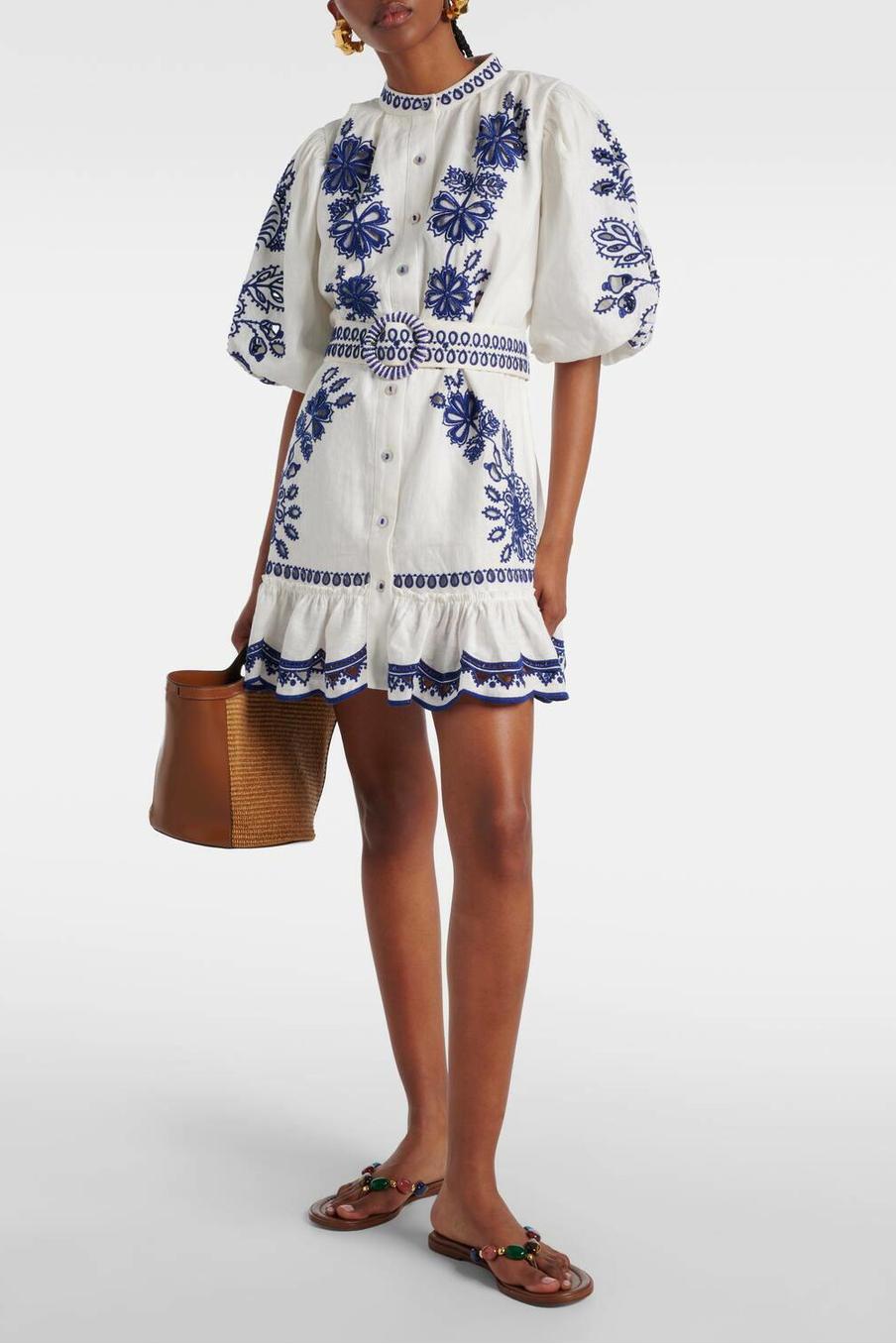 Paisley Print Puff Sleeve Ruffle Mini Dress With Belt