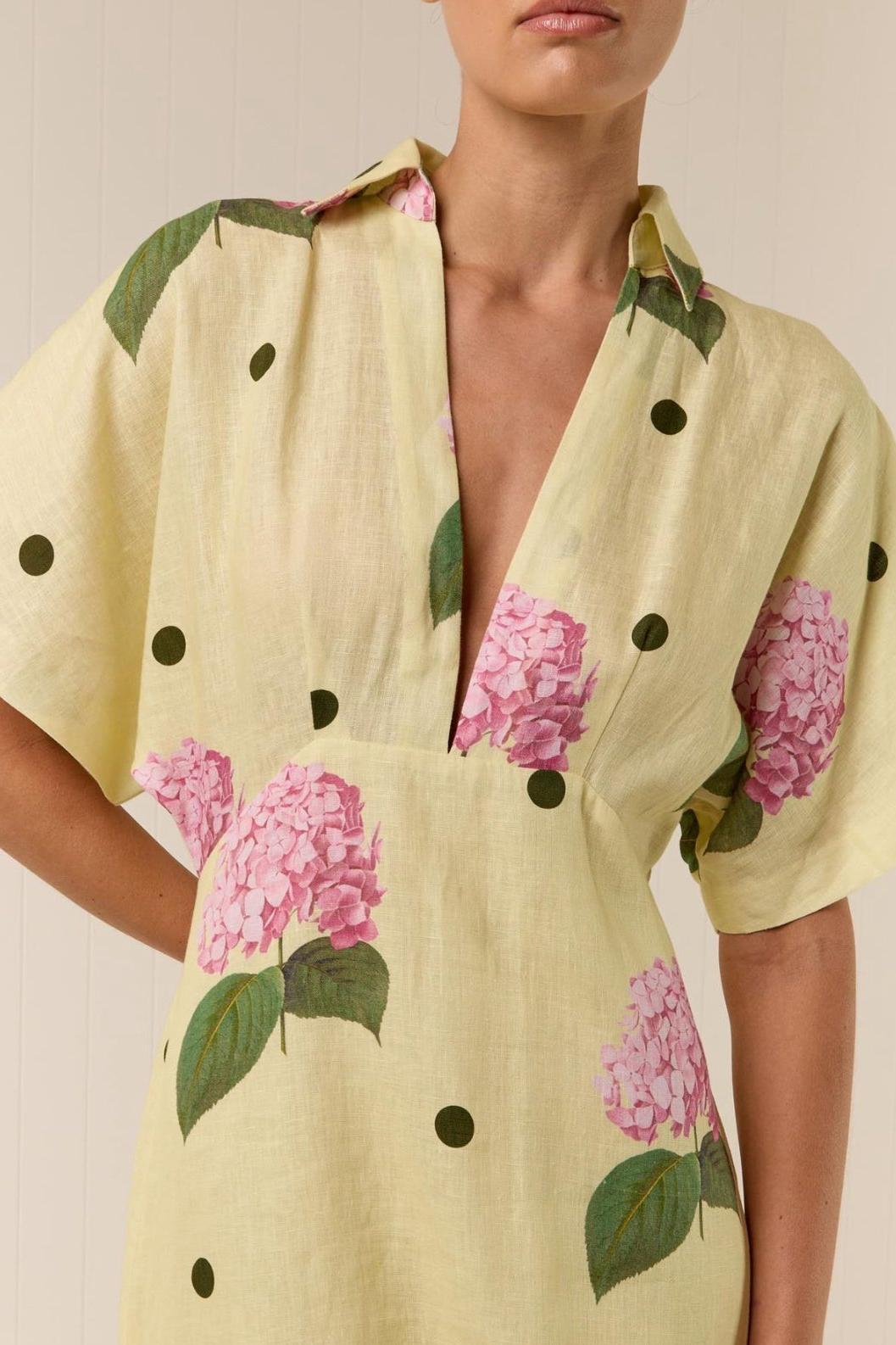 Floral Polka Dot V-Neck Midi Dress