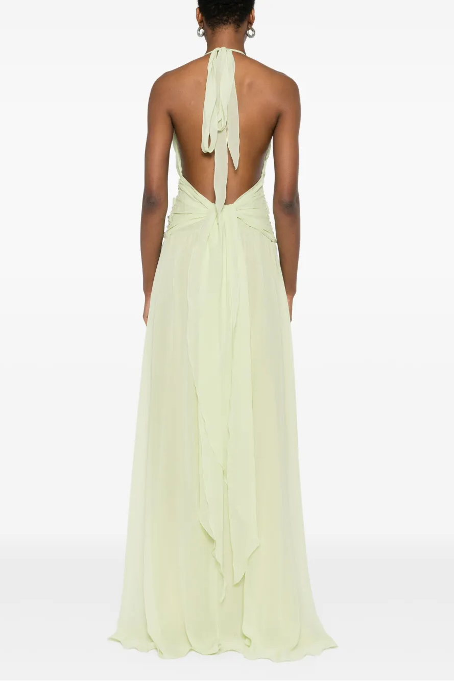 3D Flower Chiffon Ruffle Maxi Dress
