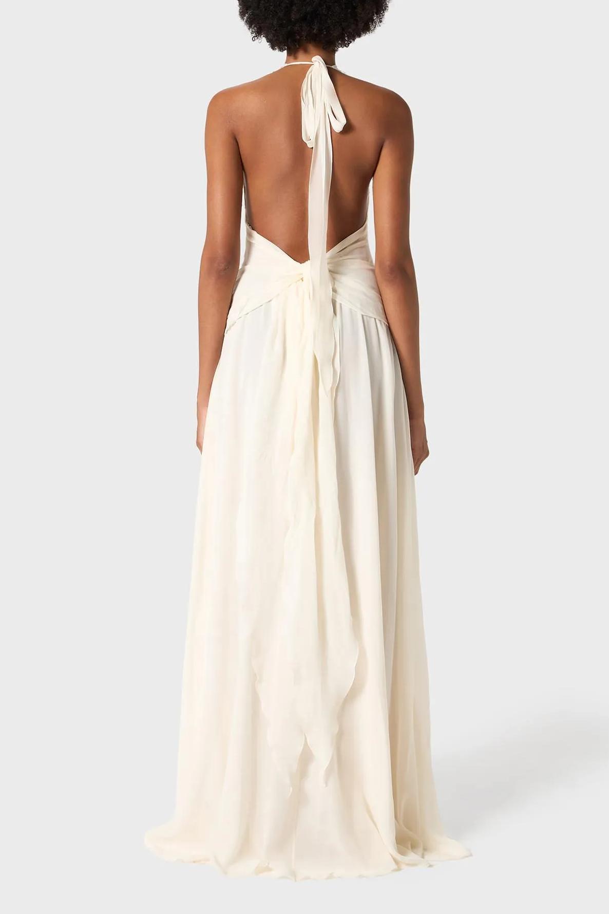 3D Flower Chiffon Ruffle Maxi Dress