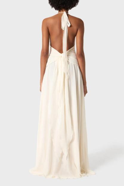 3D Flower Chiffon Ruffle Maxi Dress
