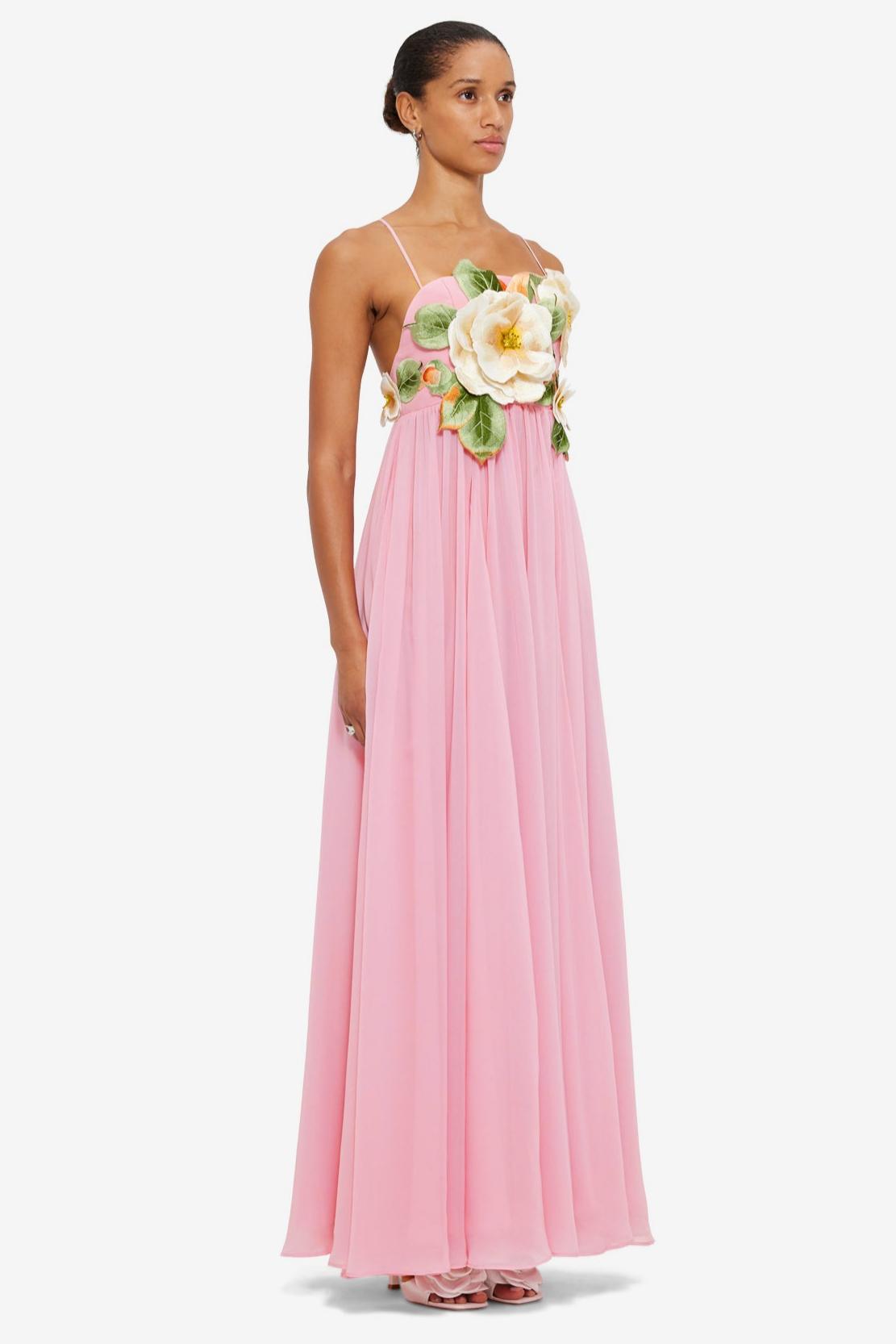 Embroidered Chiffon Slip Maxi Dress