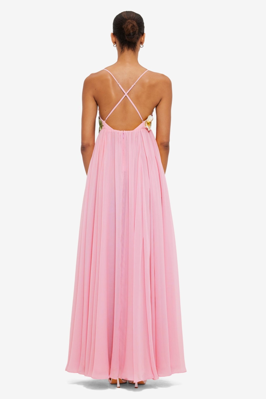 Embroidered Chiffon Slip Maxi Dress
