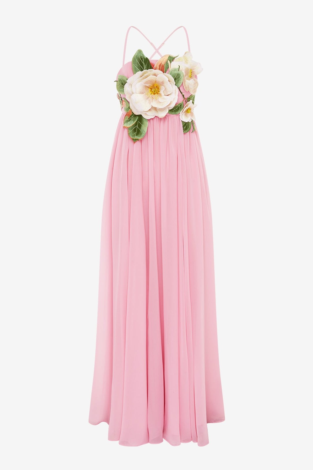 Embroidered Chiffon Slip Maxi Dress