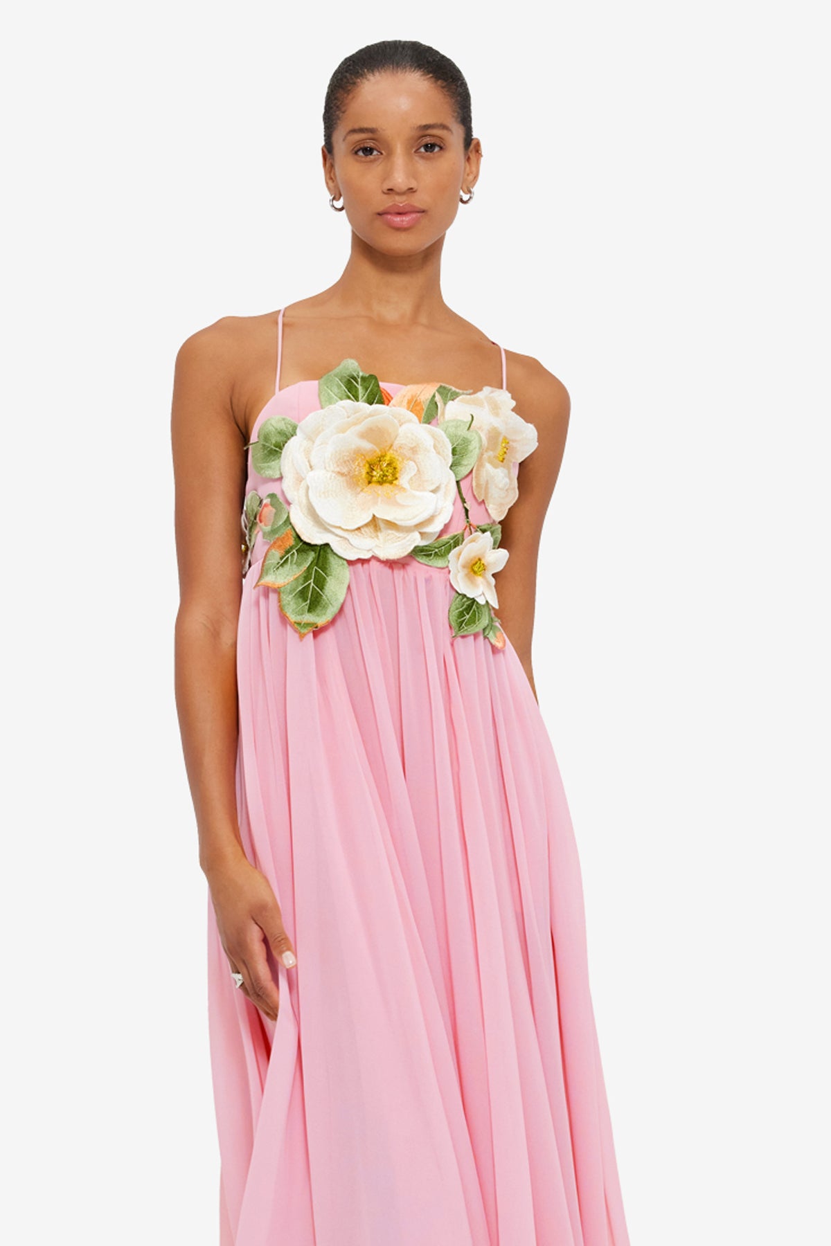 Embroidered Chiffon Slip Maxi Dress