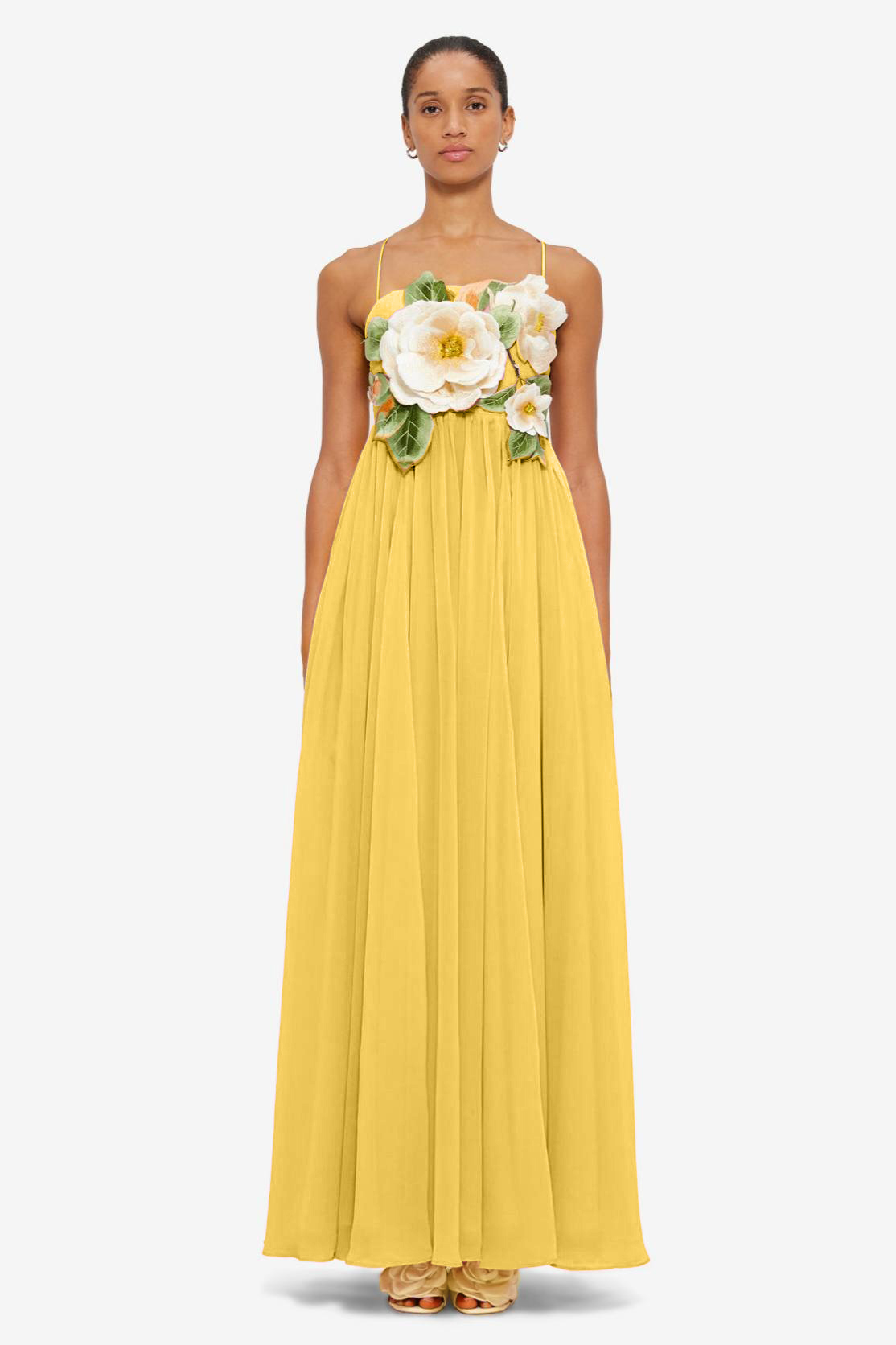 Embroidered Chiffon Slip Maxi Dress
