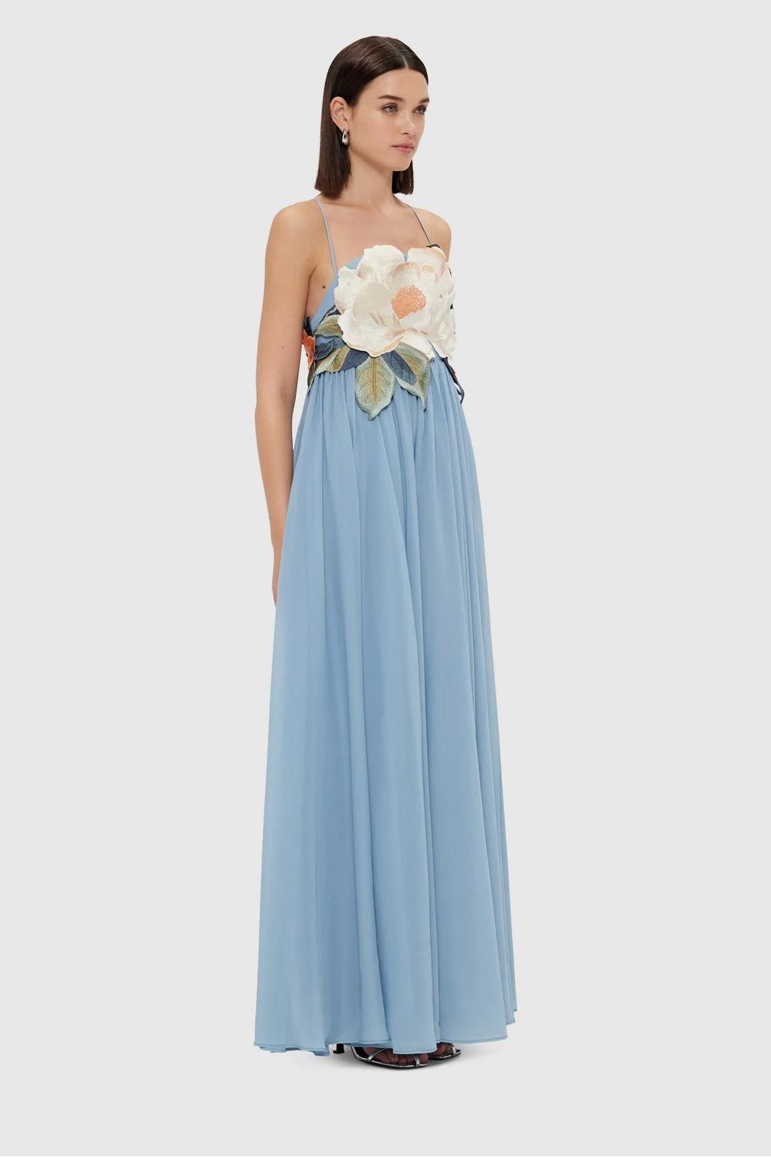 Embroidered Chiffon Slip Maxi Dress