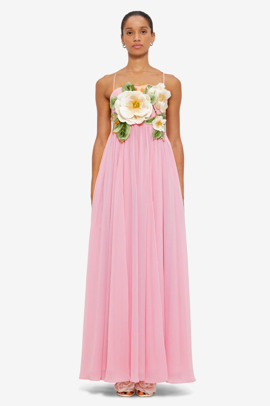 Embroidered Chiffon Slip Maxi Dress