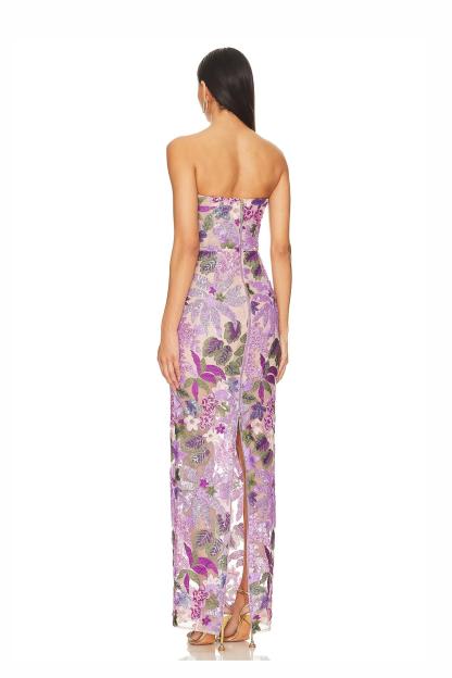 Sequin Embroidered Off Shoulder Split Maxi Dress