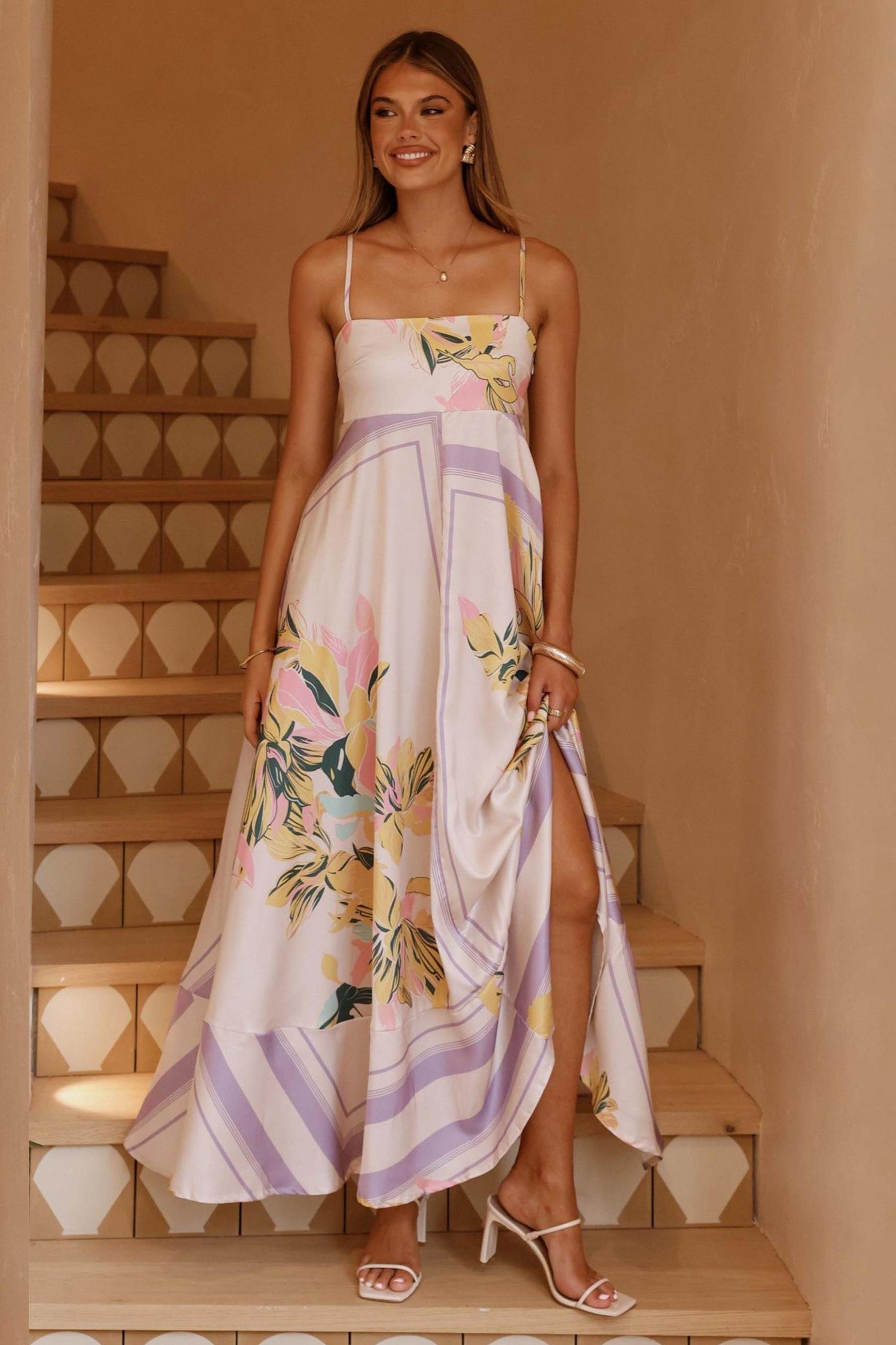 Floral Smocking Sleeveless Midi Dress