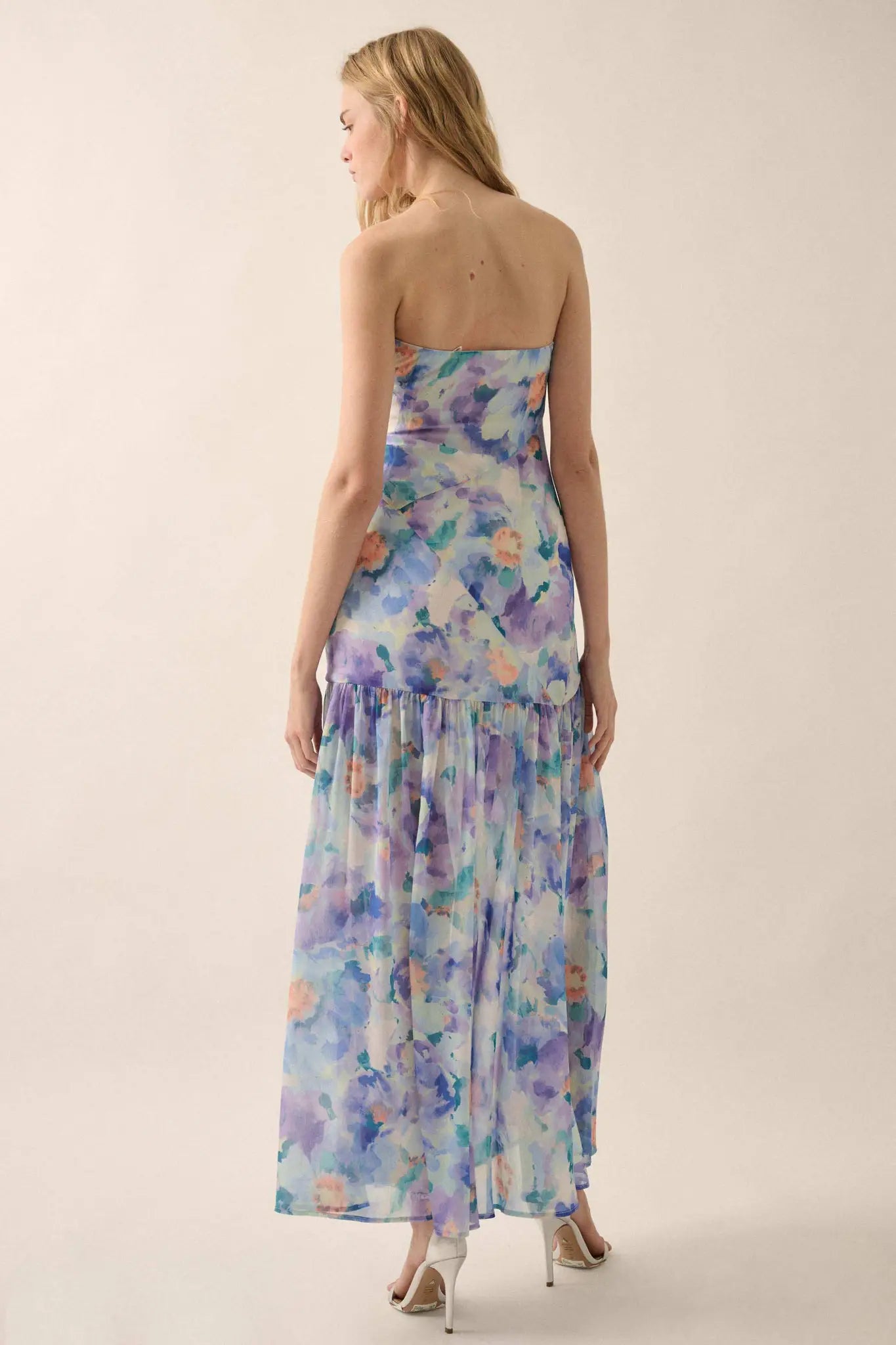 Chiffon Floral Split Midi Dress
