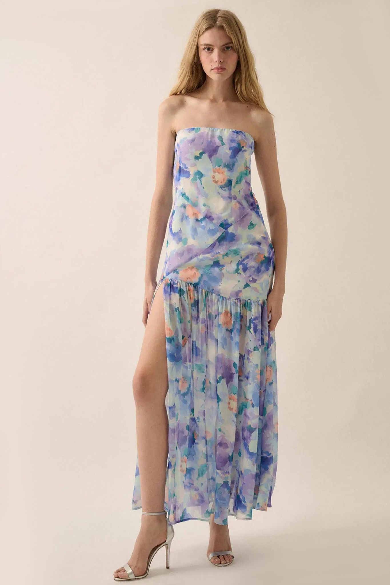 Chiffon Floral Split Midi Dress