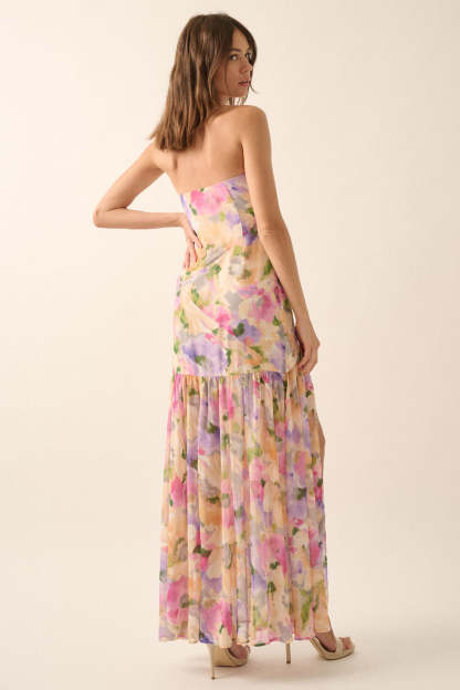 Chiffon Floral Split Midi Dress