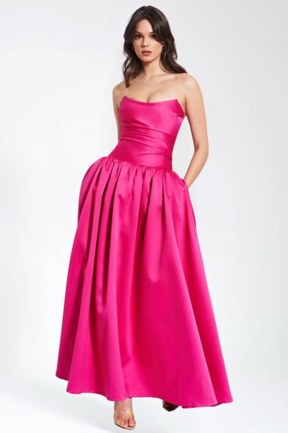 Satin Solid Off Shoulder Midi Dress