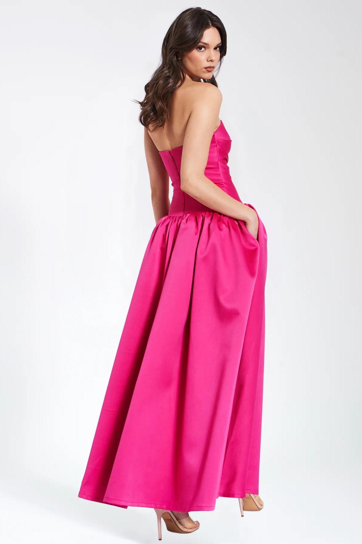 Satin Solid Off Shoulder Midi Dress