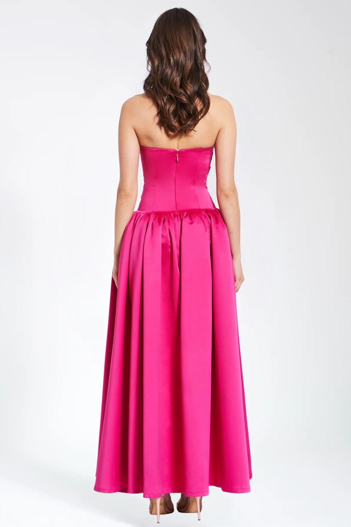 Satin Solid Off Shoulder Midi Dress