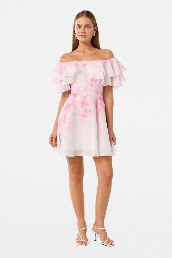 Floral Off Shoulder Ruffle Mini Dress