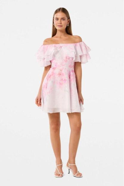 Floral Off Shoulder Ruffle Mini Dress