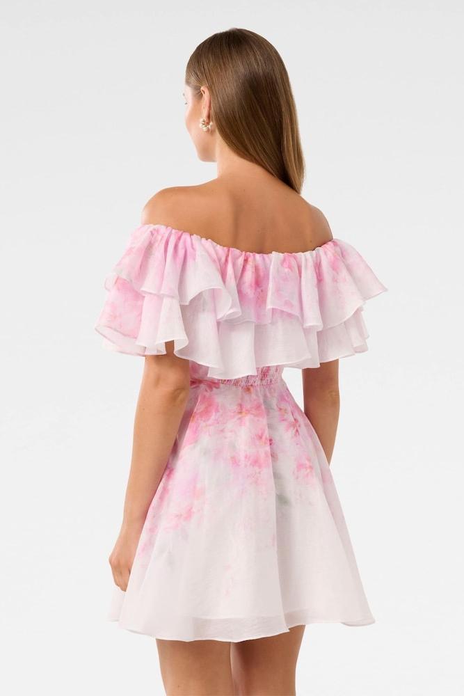 Floral Off Shoulder Ruffle Mini Dress