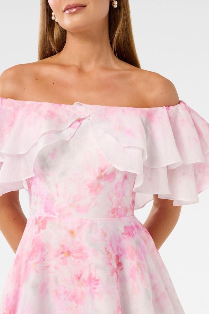 Floral Off Shoulder Ruffle Mini Dress