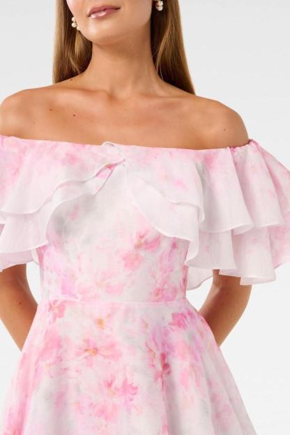 Floral Off Shoulder Ruffle Mini Dress
