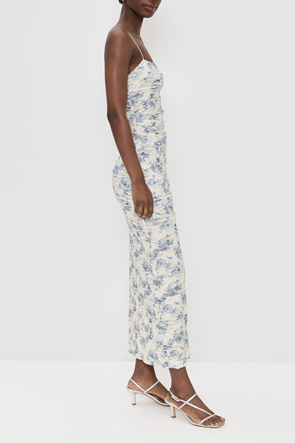 Burn-Out Floral Slip Midi Dress