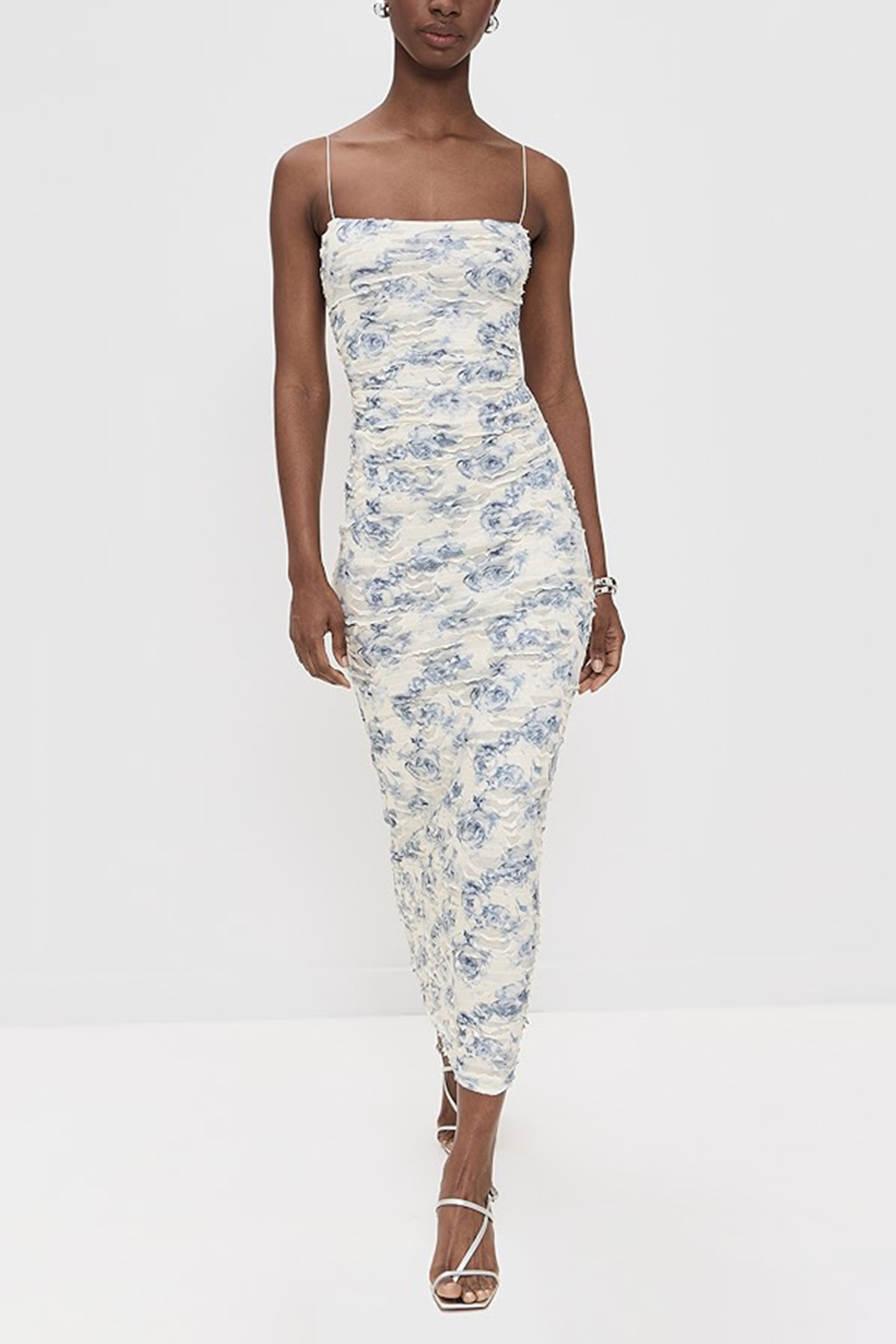 Burn-Out Floral Slip Midi Dress