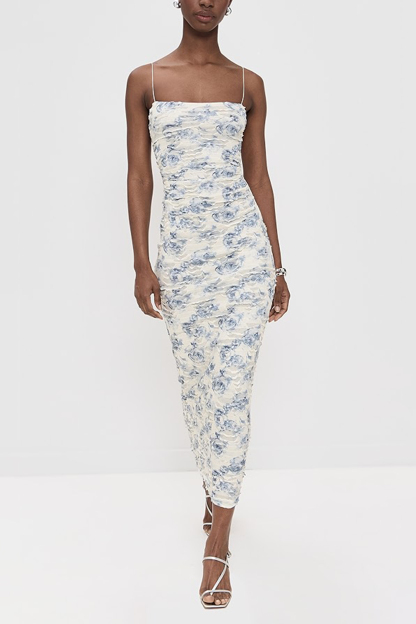 Burn-Out Floral Slip Midi Dress