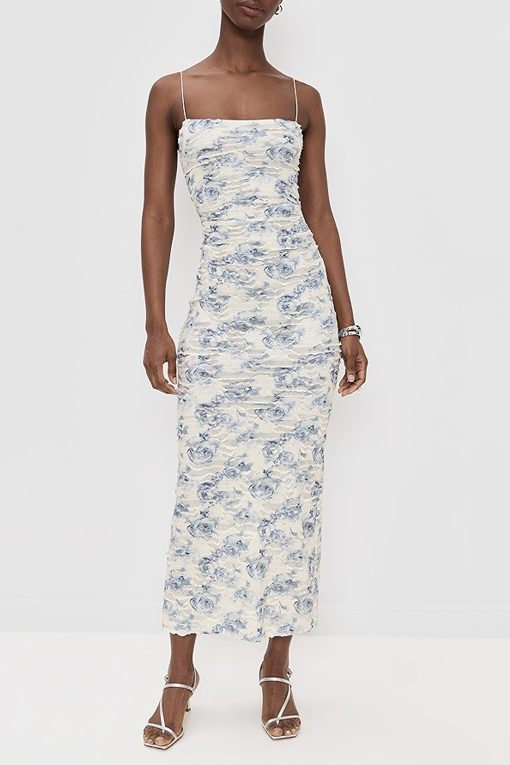 Burn-Out Floral Slip Midi Dress