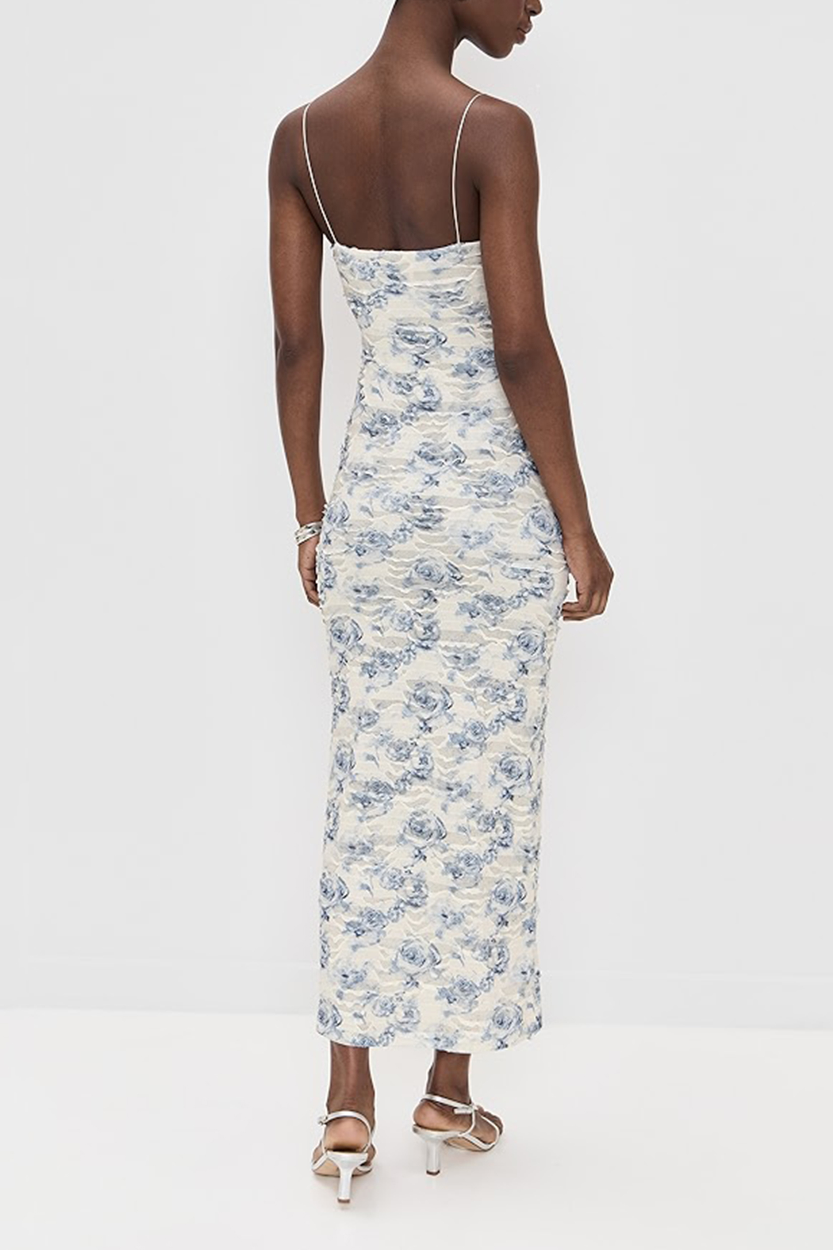Burn-Out Floral Slip Midi Dress
