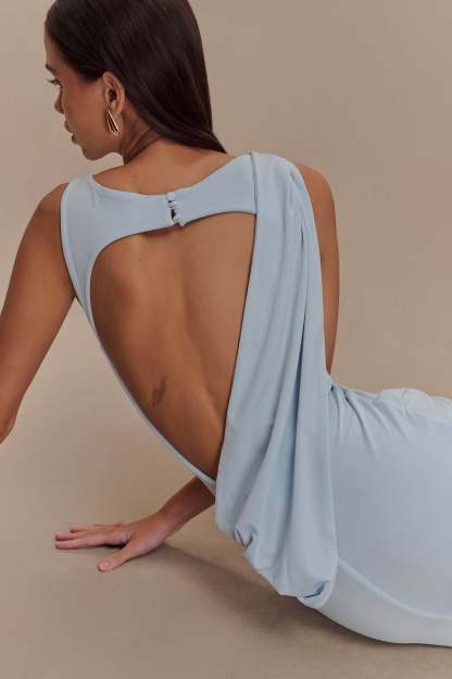 Solid Gathering Split Maxi Dress