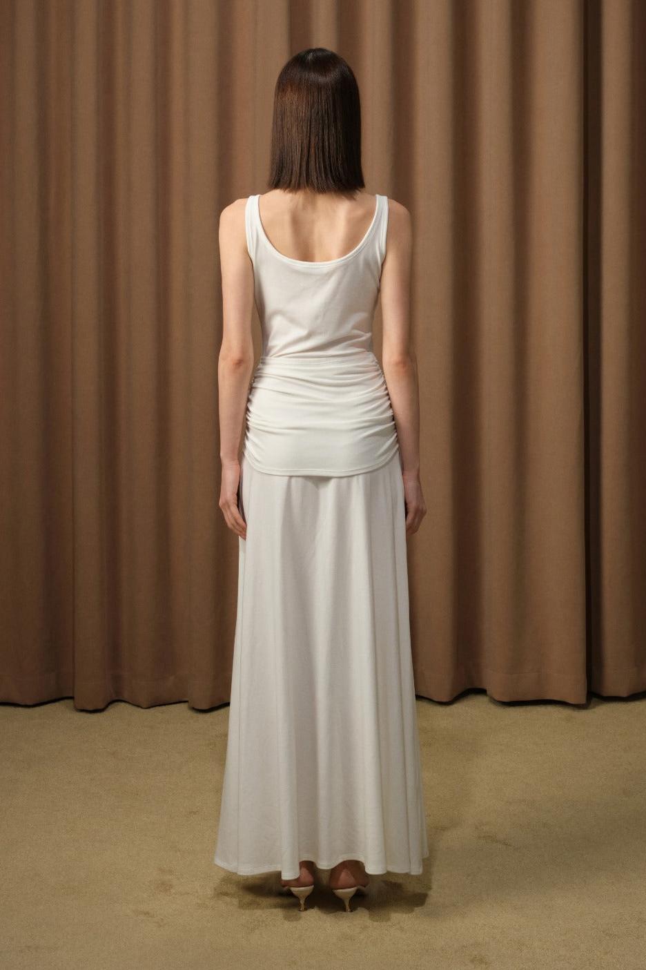 Solid Metal Flower Sleeveless Maxi Dress