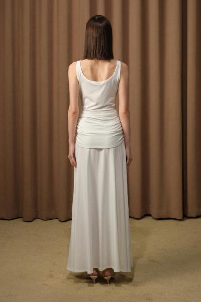 Solid Metal Flower Sleeveless Maxi Dress