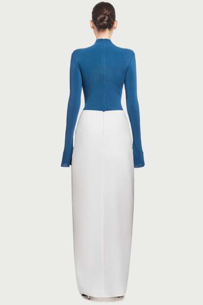 Jersey  Long Sleeve Bodysuit & High Waist Solid Skirt  Set