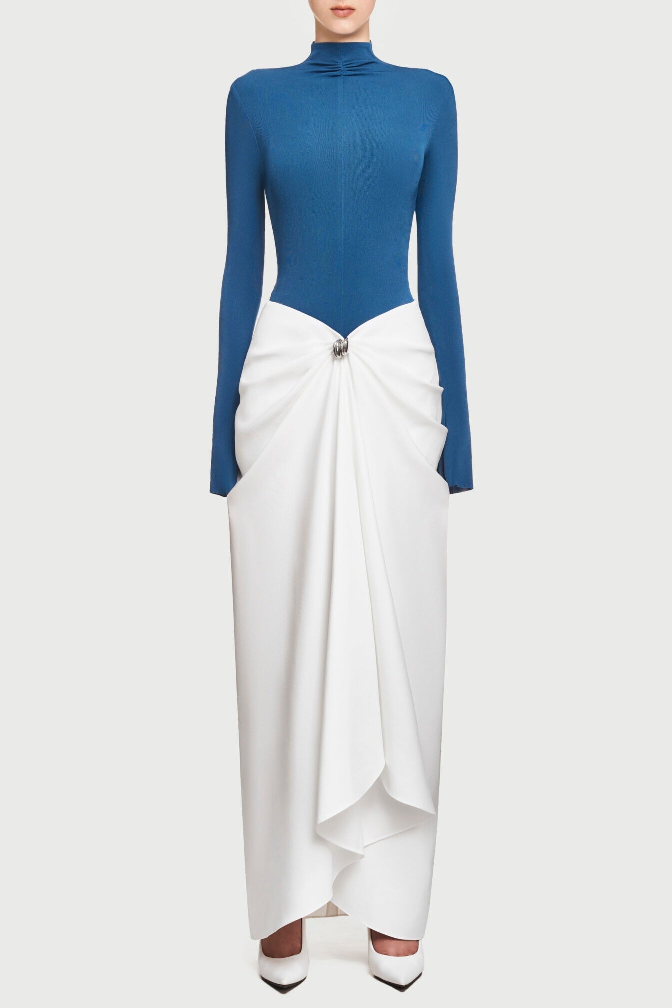 Jersey  Long Sleeve Bodysuit & High Waist Solid Skirt  Set